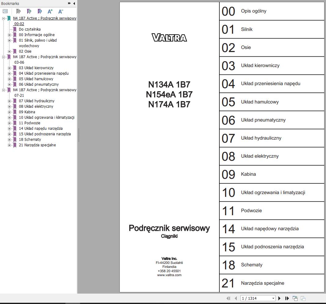 Valtra Tractor N134A1B7 N154eA1B7 N174A1B7 Service Manual PL
