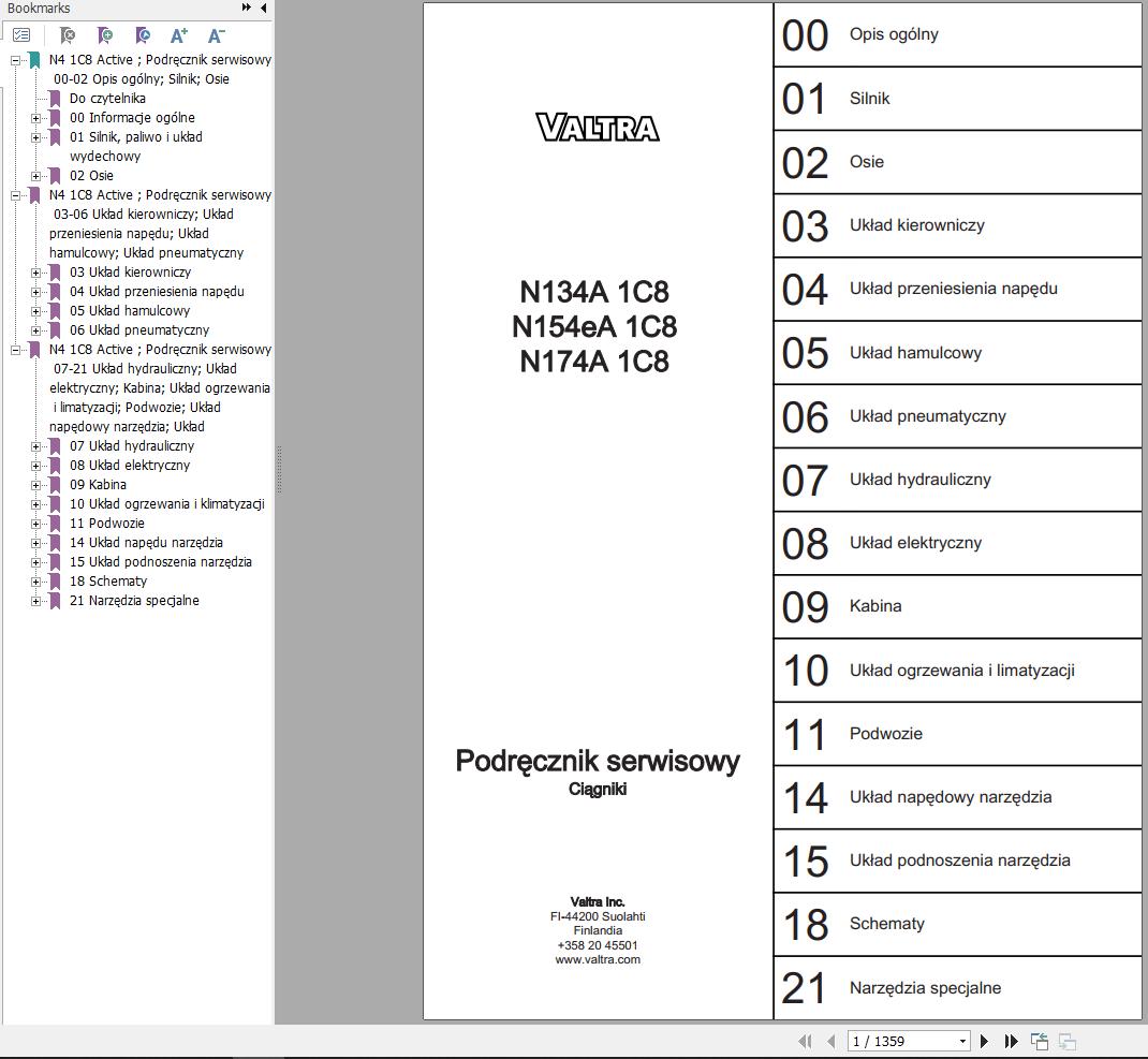 Valtra Tractor N134A1C8 N154eA1C8 N174A1C8 Service Manual PL