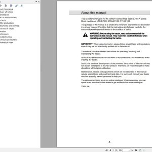 Valtra Tractor N134D1C8 N1154eD1C8 N174D1C8 Operators Manual 39934212