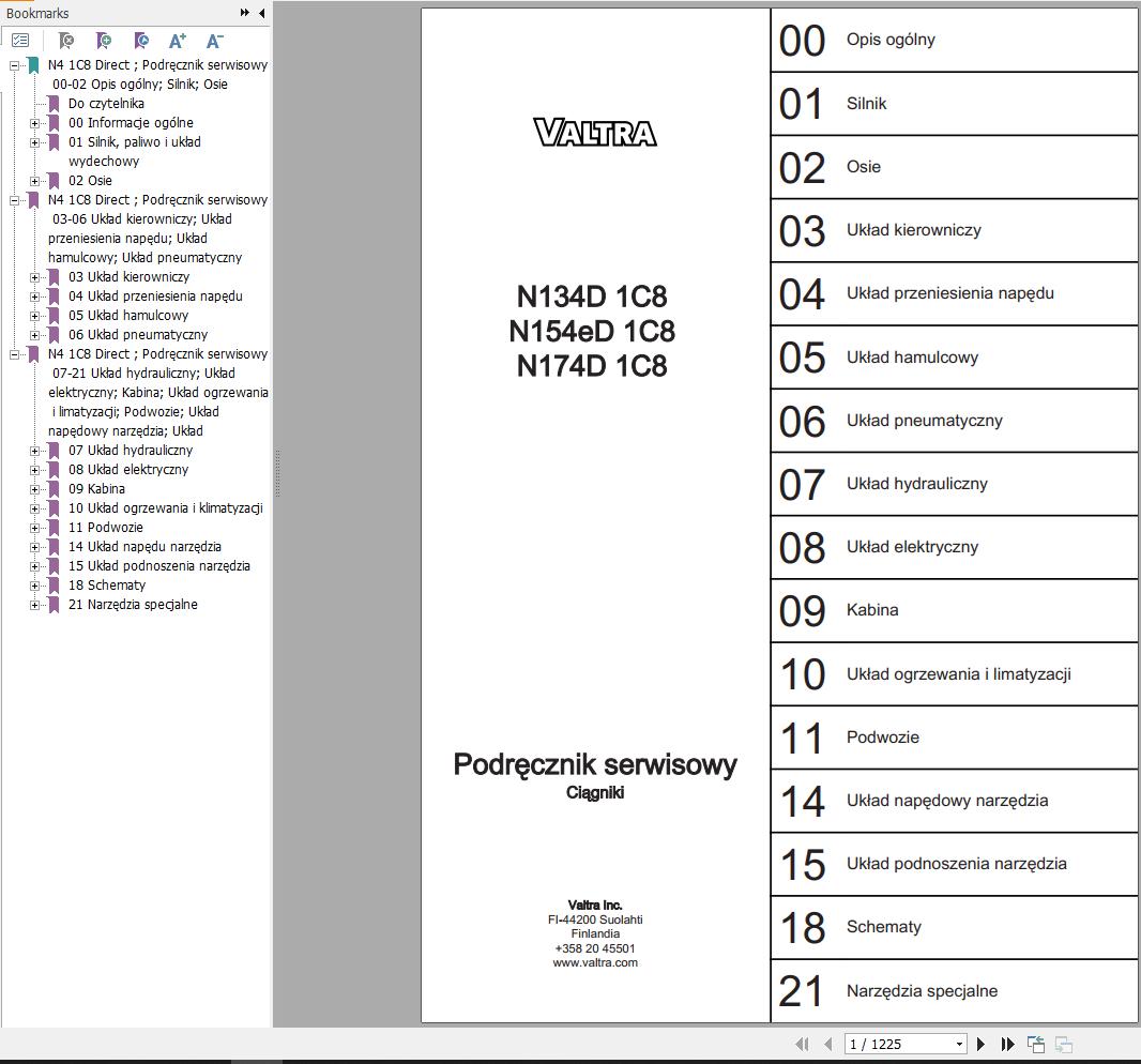 Valtra Tractor N134D1C8 N154eD1C8 N174D1C8 Service Manual PL