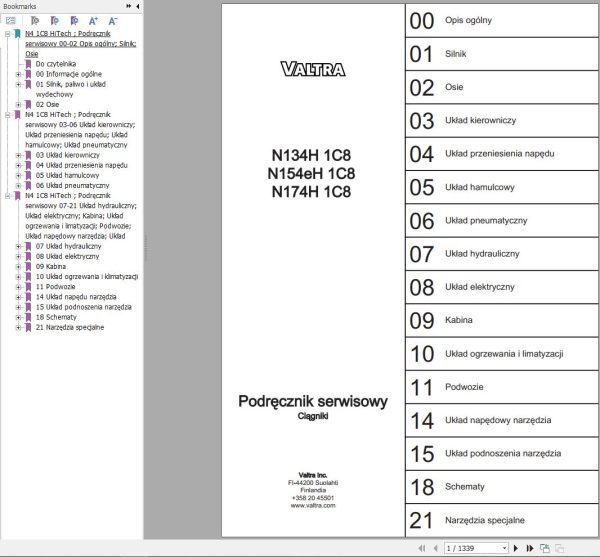 Valtra Tractor N134H1C8 N154eH1C8 N174H1C8 Service Manual PL