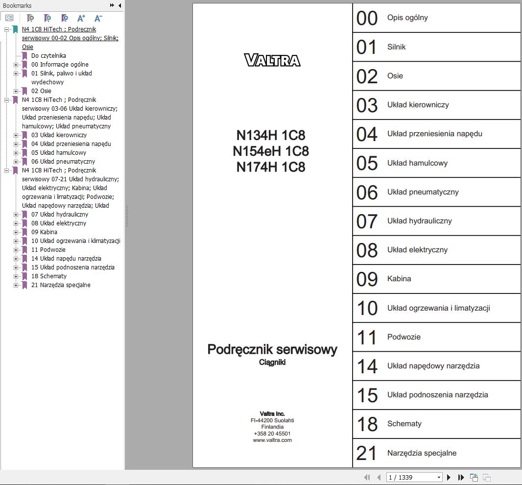 Valtra Tractor N134H1C8 N154eH1C8 N174H1C8 Service Manual PL