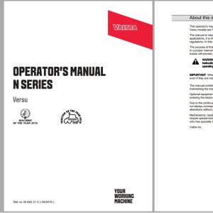 Valtra Tractor N134V N1154eV N174V Operators Manual 39893214