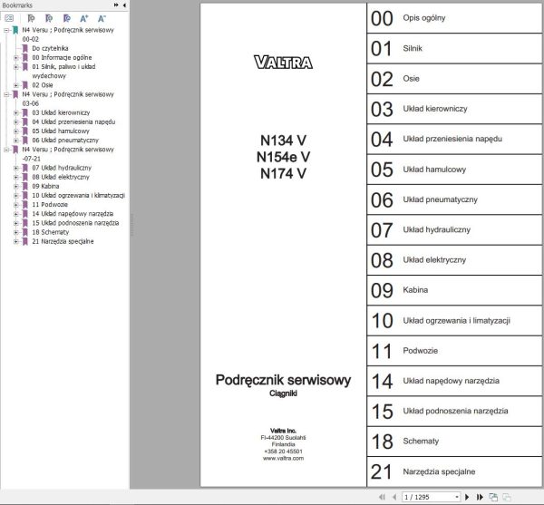 Valtra Tractor N134V N154eV N174V Service Manual PL