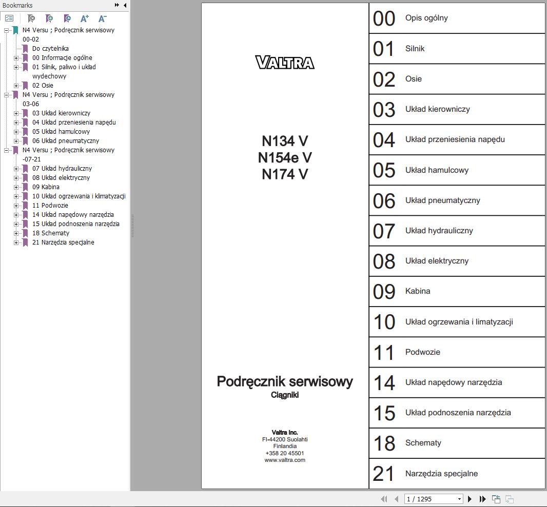 Valtra Tractor N134V N154eV N174V Service Manual PL