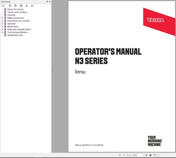 Valtra Tractor N3 Series Versu Operators Manual