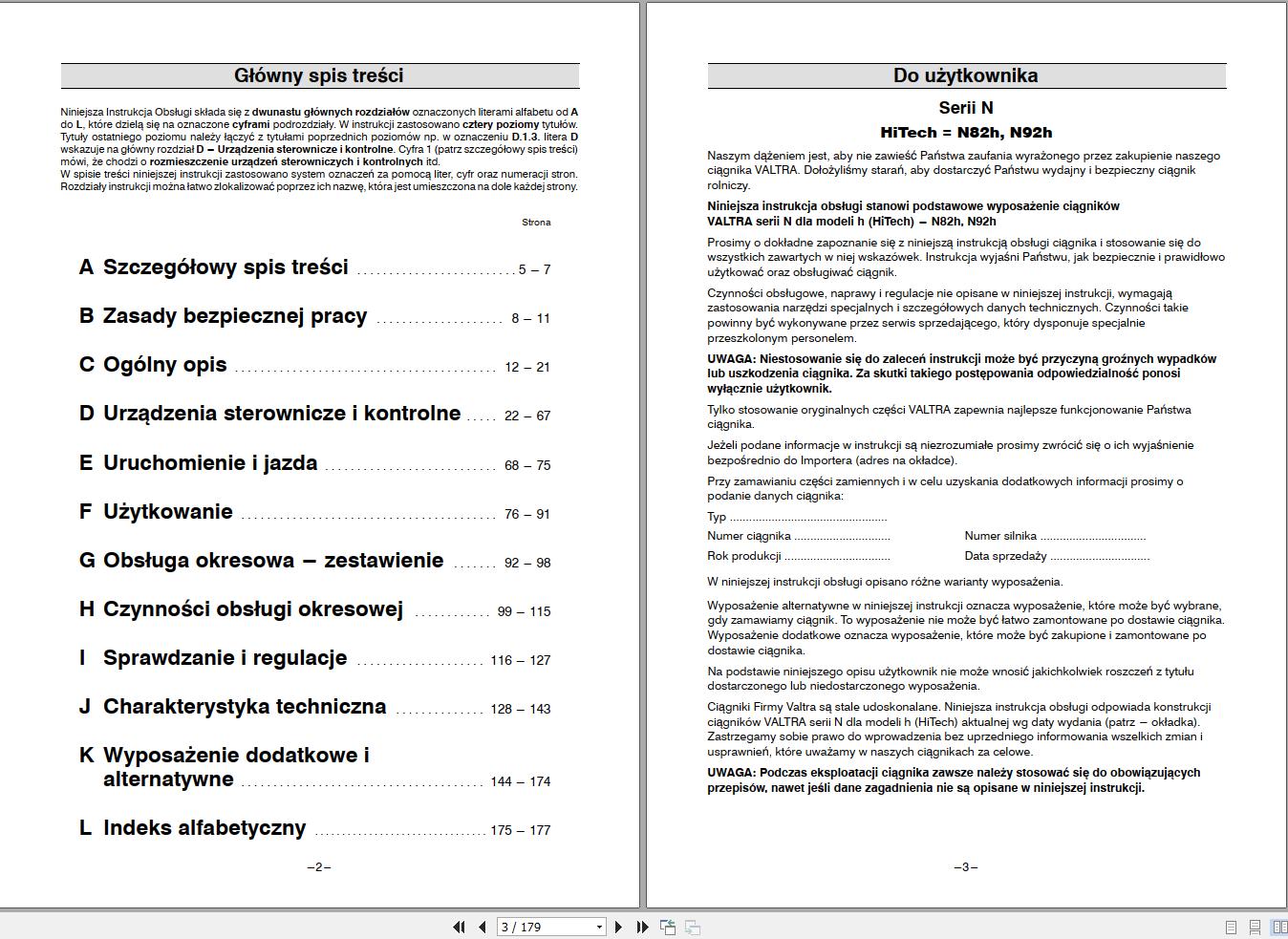 Valtra Tractor N82 N92 Operators Manual 39841307 PL
