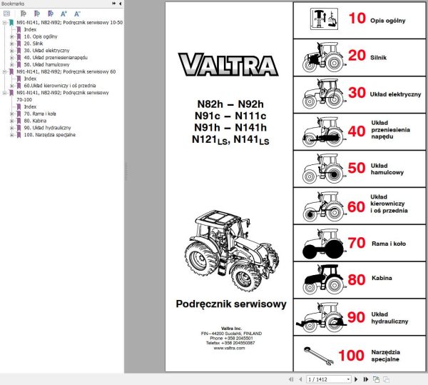 Valtra Tractor N82h to N141LS Service Manual PL
