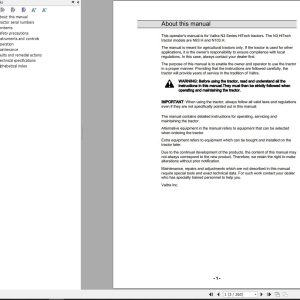 Valtra Tractor N93H N103H Operators Manual