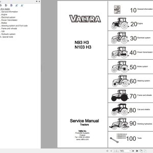 Valtra Tractor N93H3 N103H3 Service Manual