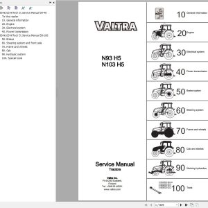 Valtra Tractor N93H5 N103H5 Service Manual