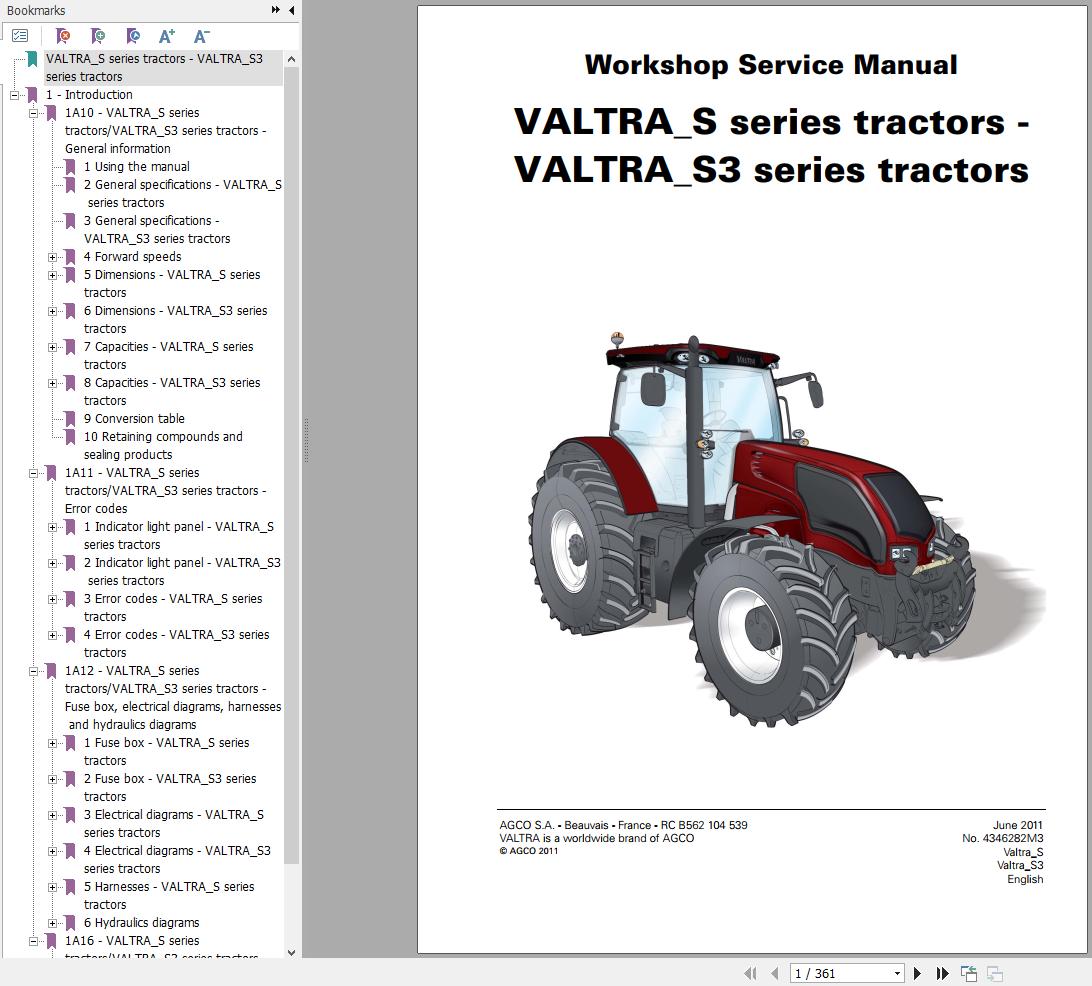 Valtra Tractor S S3 Series Workshop Service Manual