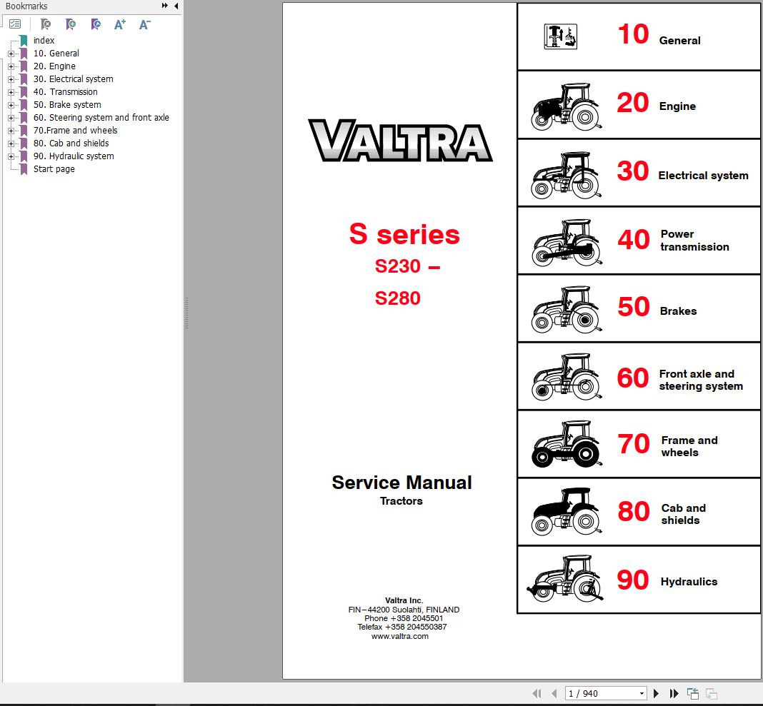 Valtra Tractor S230 to S280 Service Manual 39220212