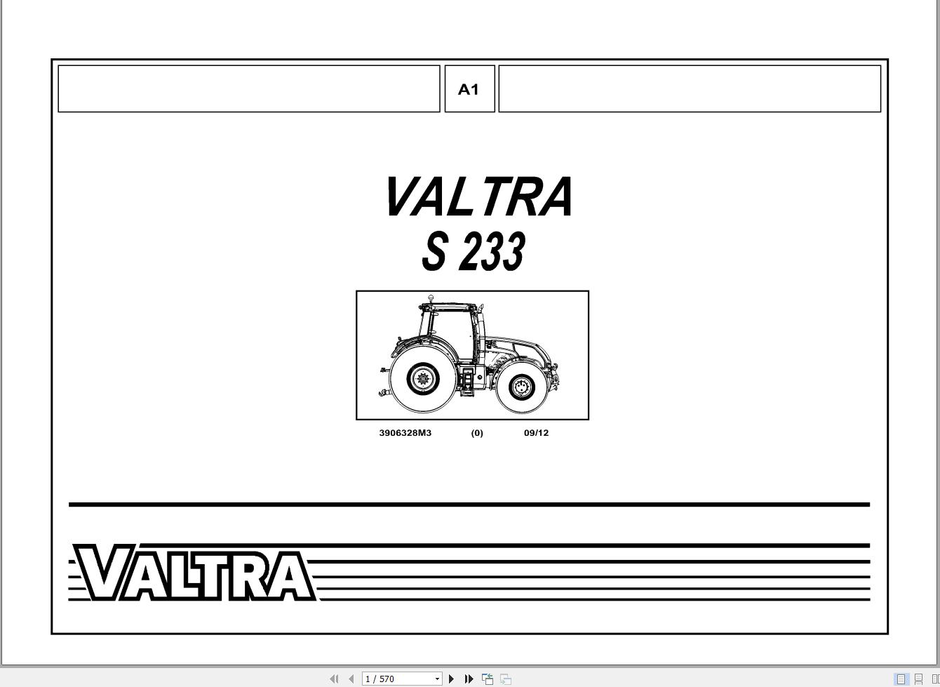 Valtra Tractor S233 Parts Catalog 3906328M3