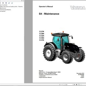 Valtra Tractor S274 to S374 Operators Manual