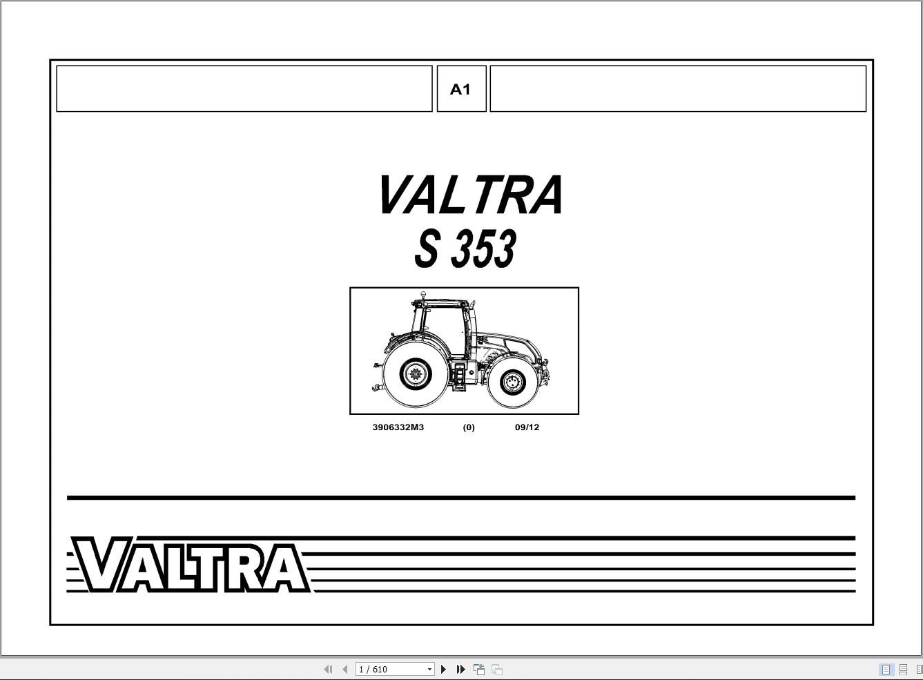 Valtra Tractor S353 Parts Catalog 3906332M3