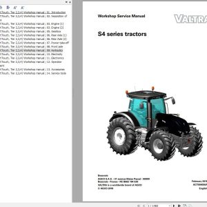 Valtra Tractor S4 Series Workshop Service Manual