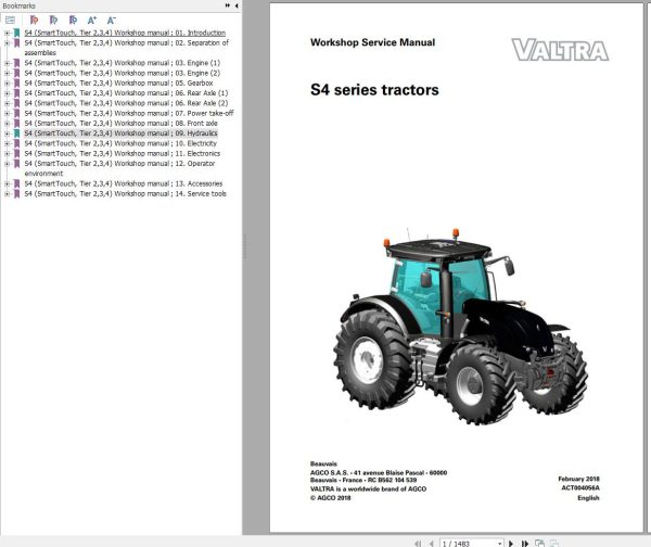 Valtra Tractor S4 Series Workshop Service Manual