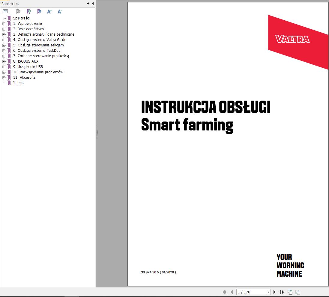 Valtra Tractor Smart Farming Operators Manual 39924305 PL