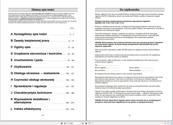 Valtra Tractor T120 to T170 Operators Manual 39818302 PL