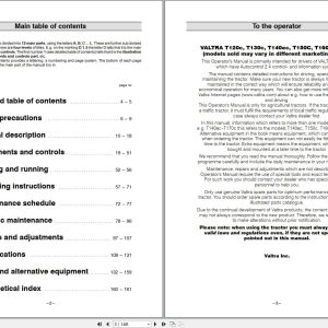 Valtra Tractor T120c to T170c Operators Manual 39833212