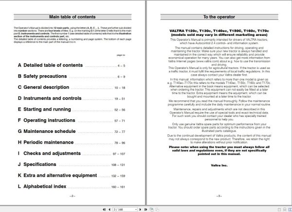 Valtra Tractor T120c to T170c Operators Manual 39833212