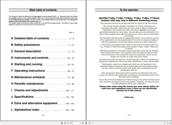 Valtra Tractor T120c to T170cCR Operators Manual 39833213