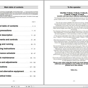 Valtra Tractor T120cH to T170cH Operators Manual 39834212