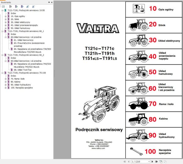 Valtra Tractor T121c to T191LS Service Manual PL