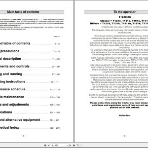 Valtra Tractor T121c to T191h Operators Manual 39866211