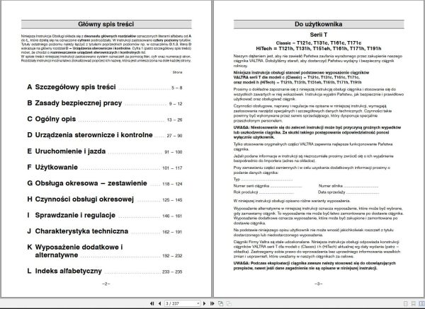 Valtra Tractor T121c to T191h Operators Manual 39866301 PL