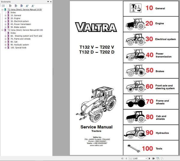 Valtra Tractor T132V T202V T132D T202D Service Manual
