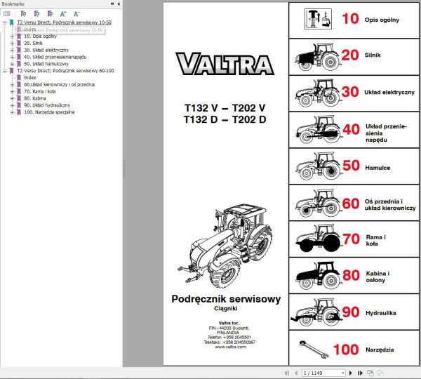 Valtra Tractor T132V T202V T132D T202D Service Manual PL