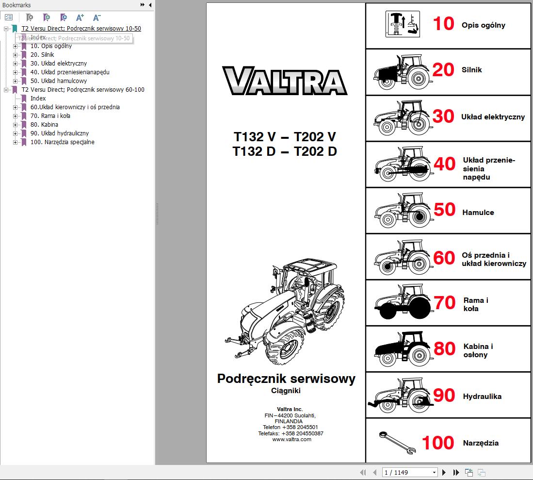Valtra Tractor T132V T202V T132D T202D Service Manual PL