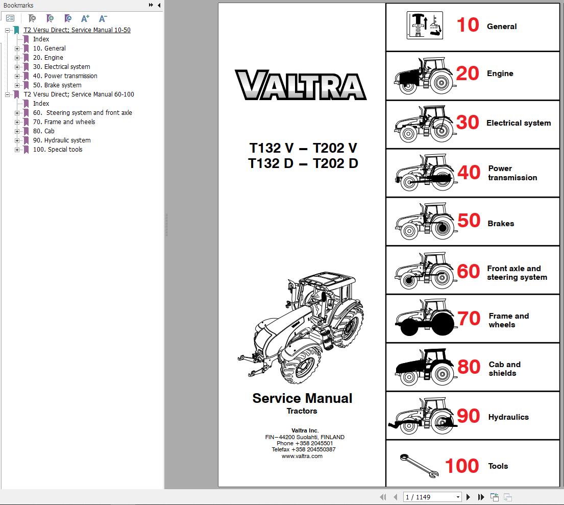 Valtra Tractor T132V T202V T132D T202D Service Manual