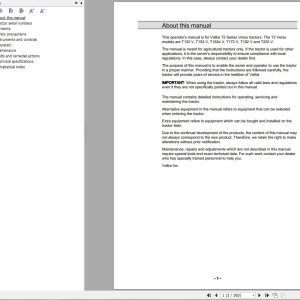 Valtra Tractor T132V to T202V Operators Manual 39844216