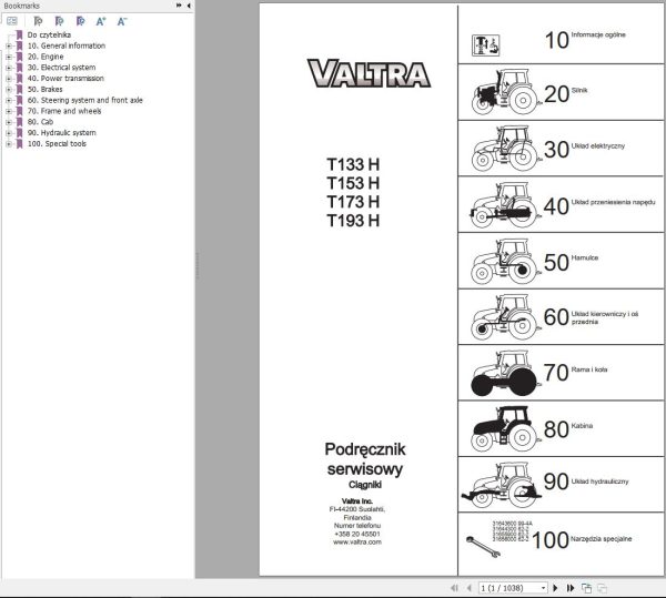 Valtra Tractor T133H T153H T173H T193H Service Manual PL