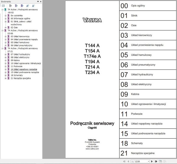 Valtra Tractor T144A to T234A Service Manual PL