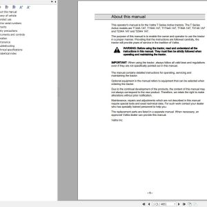 Valtra Tractor T144A1A7 to T254A1A7 Operators Manual