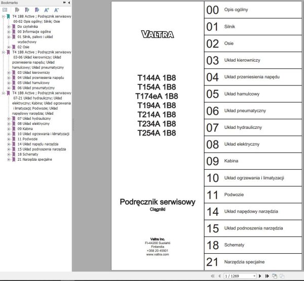 Valtra Tractor T144A1B8 to T254A1B8 Service Manual PL