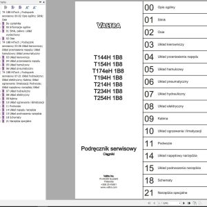 Valtra Tractor T144H1B8 to T254H1B8 Service Manual PL