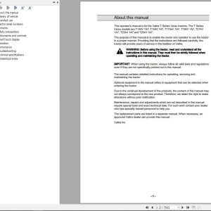 Valtra Tractor T144V1A7 to T254V1A7 Operators Manual 39912212