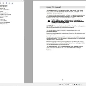Valtra Tractor T144V1B8 to T254V1B8 Operators Manual 39931212