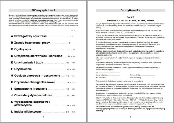 Valtra Tractor T151eLS T161LS T171LS T191LS Operators Manual PL
