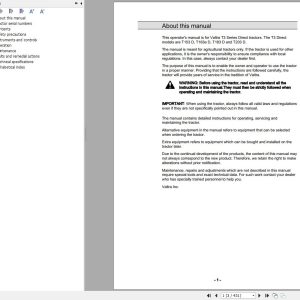 Valtra Tractor T153D T163eD T183D T203D Operators Manual