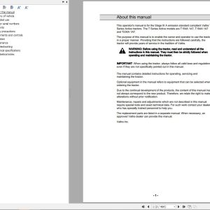 Valtra Tractor T154A1A7 T194A1A7 T234A1A7 Stage IIIA Operators Manual