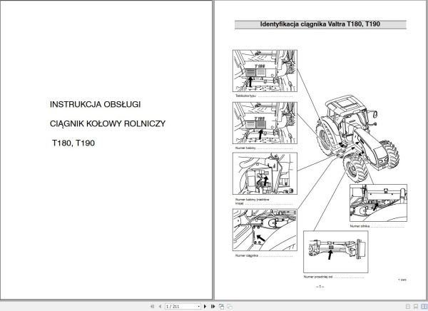 Valtra Tractor T180 T190 Operators Manual 39821302 PL