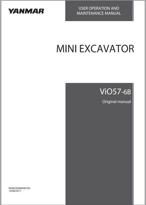 Yanmar Construction Operation Manual Installation Instruction 1.57 GB PDF 2