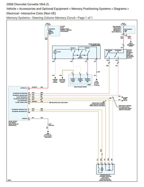 Chevrolet Corvette V8 6.2L Electrical Wiring Diagram 2008 1
