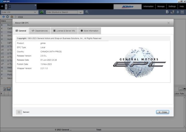 General Motors GMNA EPC 11.2023 Spare Parts Catalog VMWare 1
